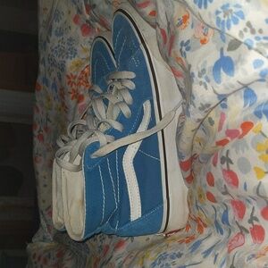 Blue Vans high top shoes